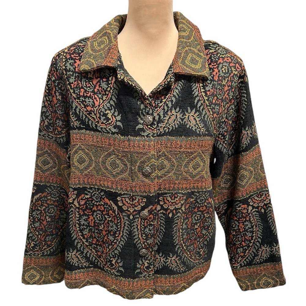 “Gotcha Covered Brand” Vintage 1970’s Paisley Tapestry Hippie Boho Jacket Large.